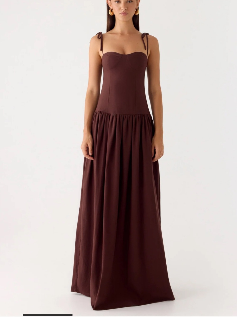 NWOT Peppermayo Giovanna Linen Maxi Dress - Chocolate Drizzle Size S